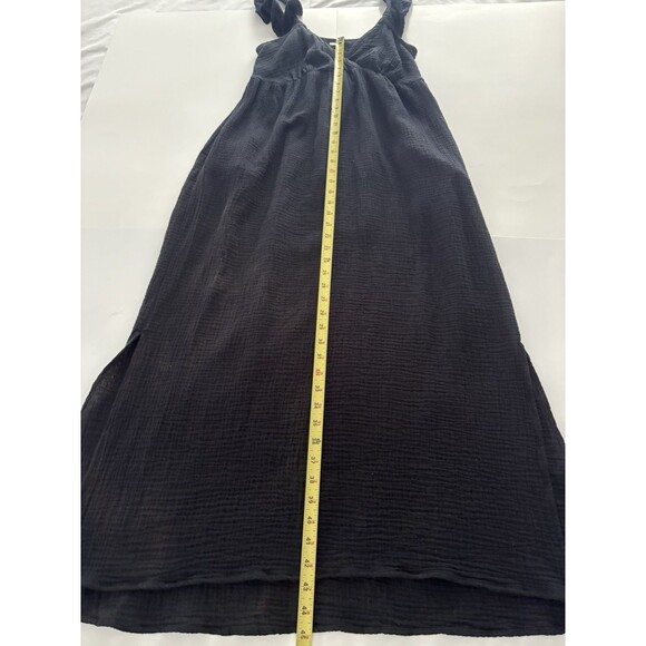 Magaschoni Maxi Dress Size S Black Babydoll Gauze Flutter Whimsigoth Witchy - Picture 9 of 16